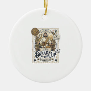 Bread And Cup Jesus Communion Christian Faith Vint Ceramic Ornament