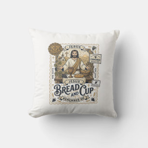 Bread And Cup Jesus Communion Christian Faith Vint Cushion