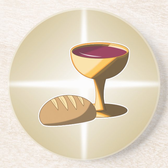 Bread and Wine The Last Supper Easter Communion Coaster (Front)