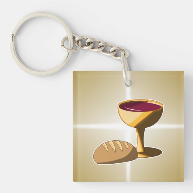 Bread and Wine The Last Supper Easter Communion Key Ring (Front)