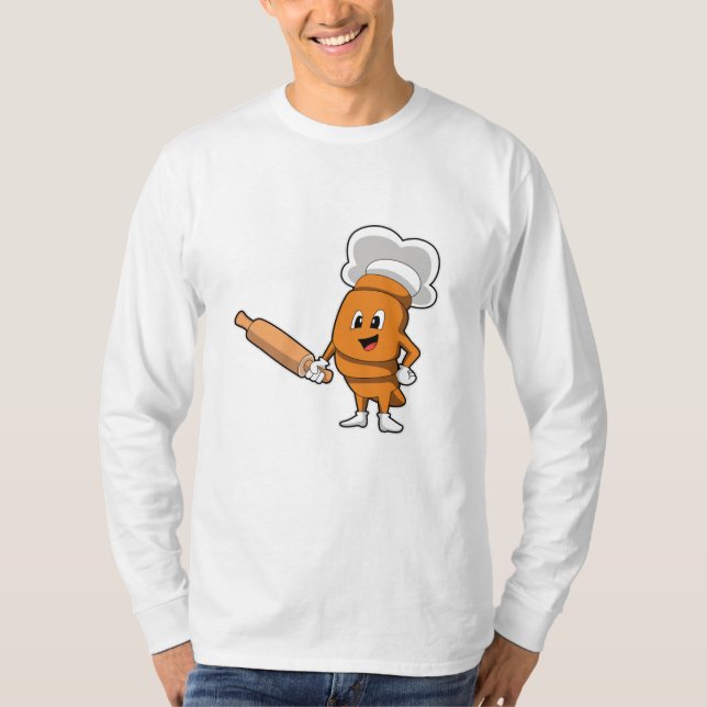 Bread as Cook with Rolling pin T-Shirt (Front)