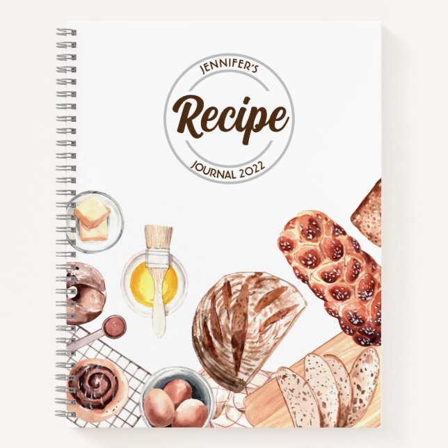 Bread Baker Customisable Recipe Journal (Front)