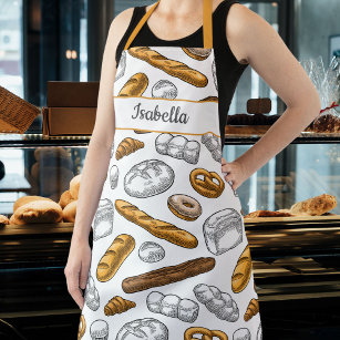 Bread Baker Pattern Personalised With Custom Text Apron