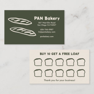 Bread Bakery Sourdough CUSTOM Hand-drawn Rewards  Loyalty Card