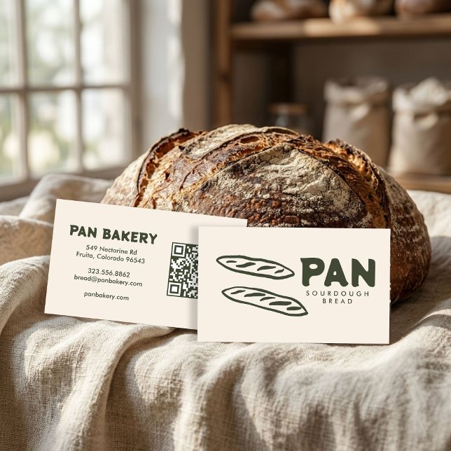 Bread Bakery Sourdough CUSTOM QR Hand-drawn Business Card (Bread Bakery Sourdough CUSTOM QR Hand-drawn Business Card
)