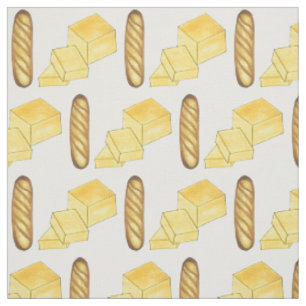 Bread Butter Baguette French Bakery Loaf Foodie Fabric