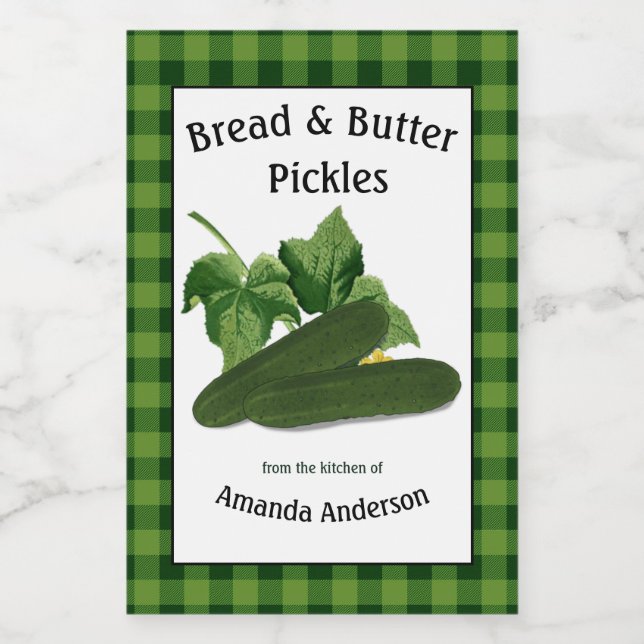 Bread & Butter Pickles Plaid V Food Label (Single Label)