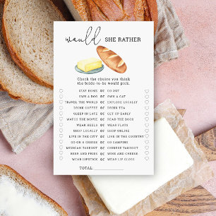 Bread & Butter Would she rather bridal shower game