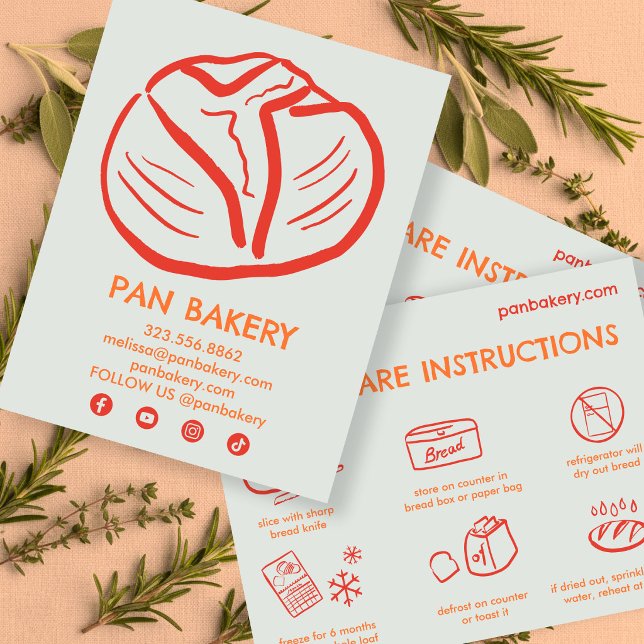 BREAD Care Card Instructions Sourdough Bakery Card (BREAD Care Card Instructions Sourdough Bakery Card Hand-drawn Illustrations
)