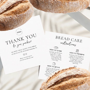 Bread Care Instructions Add Your Logo Thank You Square Business Card