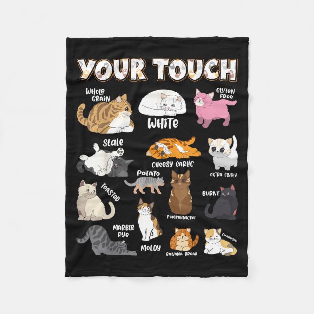 Bread Cats Variety Punny Cartoon Kitty Design  Fleece Blanket (Front)