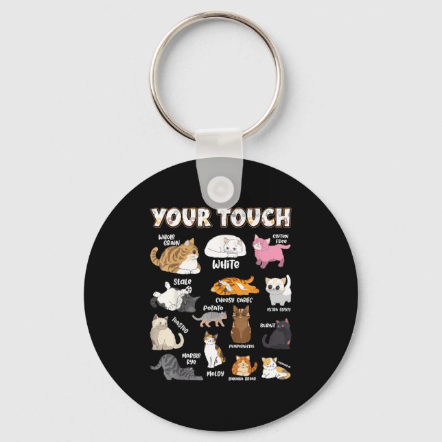 Bread Cats Variety Punny Cartoon Kitty Design  Key Ring (Front)