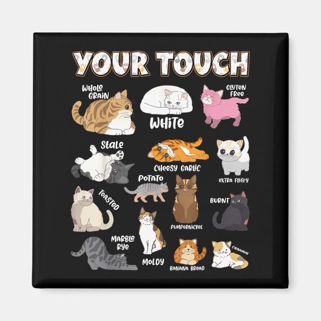 Bread Cats Variety Punny Cartoon Kitty Design  Magnet (Front)