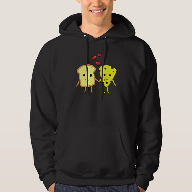 Bread Cheese Cheddar Couple Foodie Food Sandwich M Hoodie (Front)