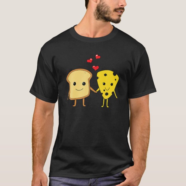 Bread Cheese Lover Cheddar Couple Foodie Food Sand T-Shirt (Front)