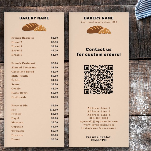 Bread & Croissant - Bakery Price List Rack Card (Bread & Croissant - Bakery Price List)