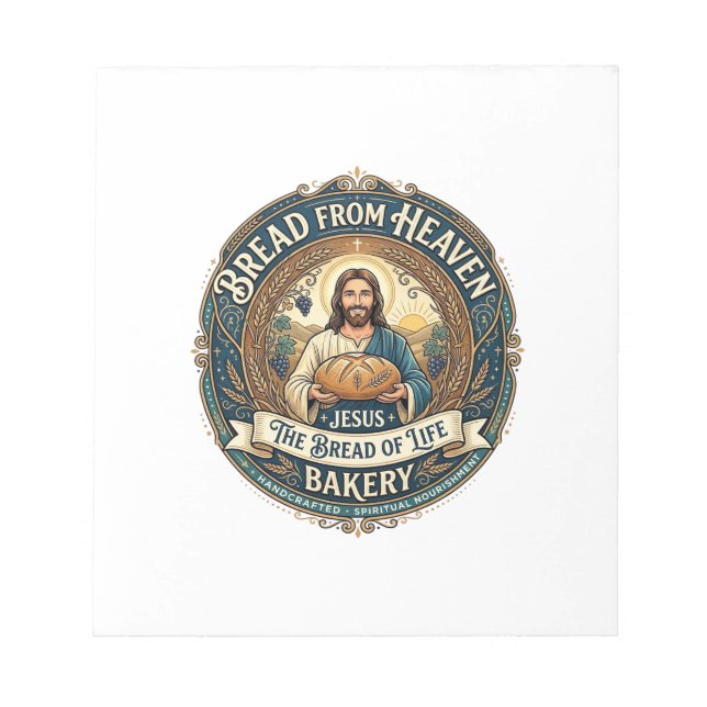 Bread From Heaven Jesus Bread Life Bakery Christia Notepad (Front)