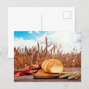 Bread in wheat field postcard
