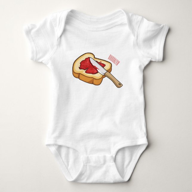 Bread & jam cartoon illustration  baby bodysuit (Front)
