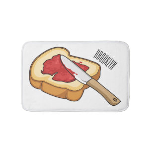 Bread & jam cartoon illustration bath mat