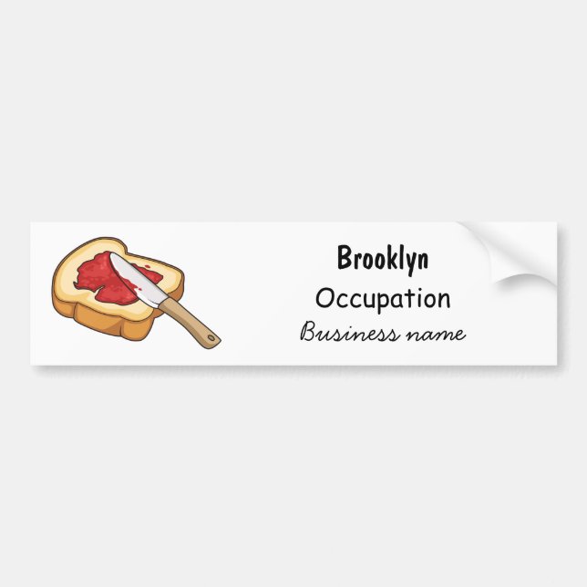 Bread & jam cartoon illustration bumper sticker (Front)