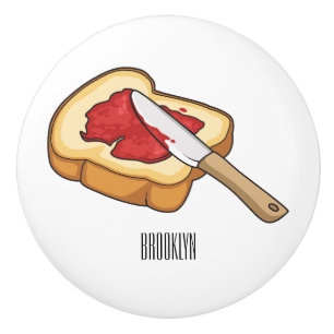 Bread & jam cartoon illustration  ceramic knob
