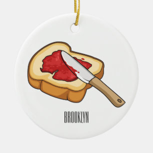 Bread & jam cartoon illustration ceramic ornament