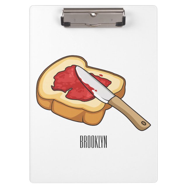 Bread & jam cartoon illustration clipboard (Front)