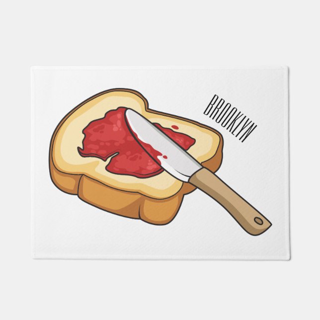 Bread & jam cartoon illustration doormat (Front)