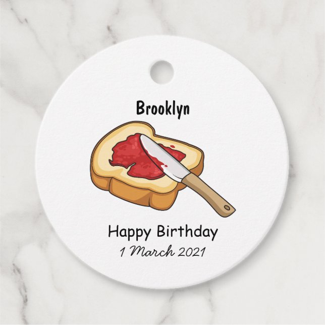 Bread & jam cartoon illustration favour tags (Front)