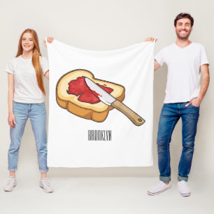 Bread & jam cartoon illustration fleece blanket