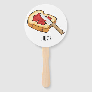 Bread & jam cartoon illustration hand fan