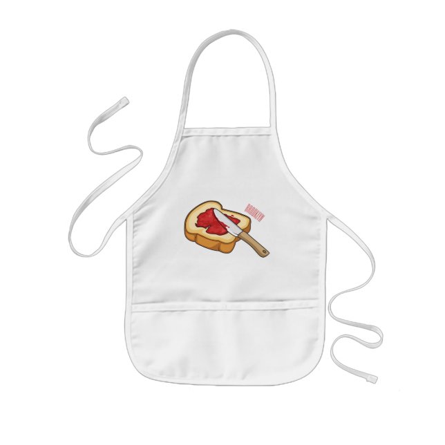 Bread & jam cartoon illustration   kids apron (Front)