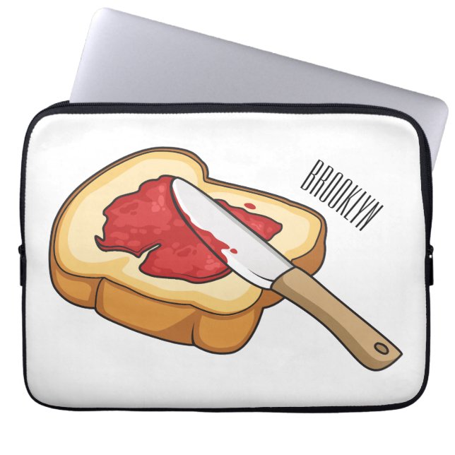 Bread & jam cartoon illustration laptop sleeve (Front)