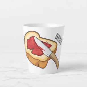 Bread & jam cartoon illustration latte mug