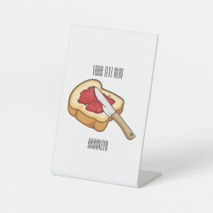 Bread & jam cartoon illustration  pedestal sign
