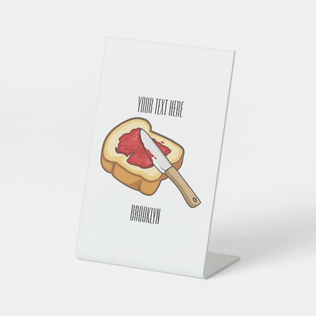 Bread & jam cartoon illustration  pedestal sign (Front)