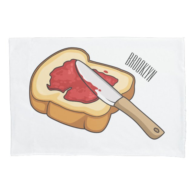 Bread & jam cartoon illustration  pillowcase (Front)