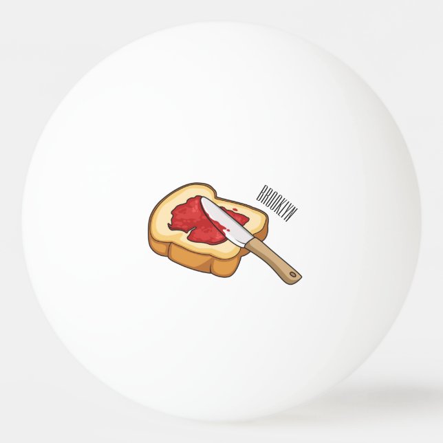 Bread & jam cartoon illustration ping pong ball (Front)