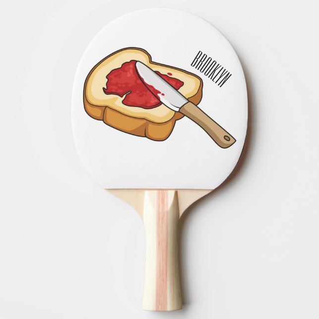 Bread & jam cartoon illustration ping pong paddle (Front)