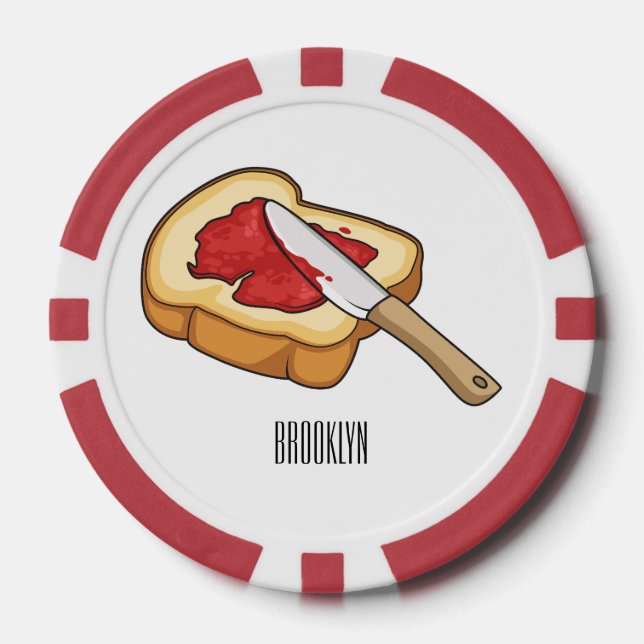 Bread & jam cartoon illustration  poker chips (Front)