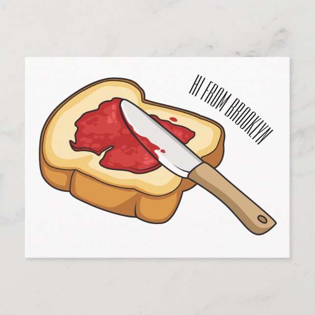 Bread & jam cartoon illustration postcard (Front)