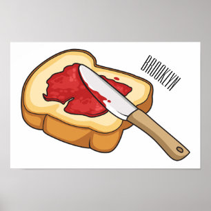Bread & jam cartoon illustration poster