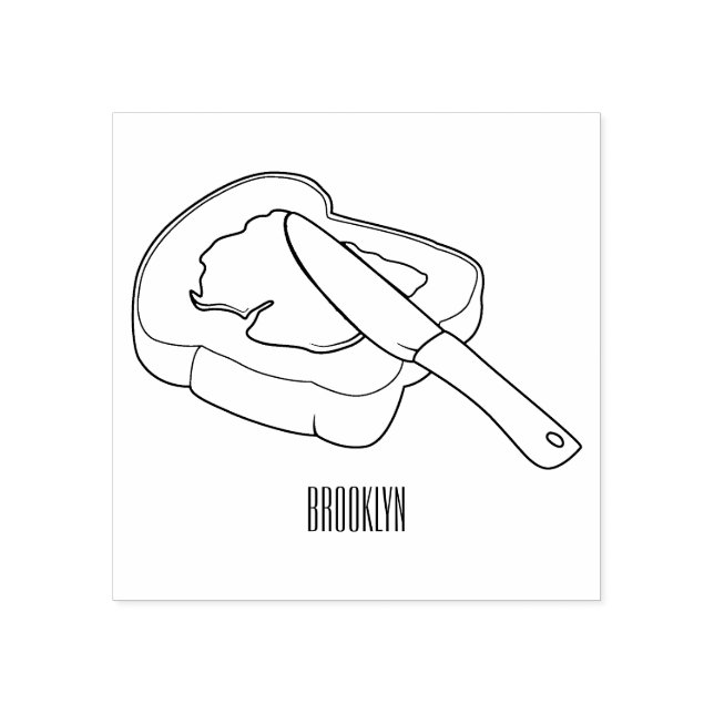 Bread & jam cartoon illustration rubber stamp (Imprint)