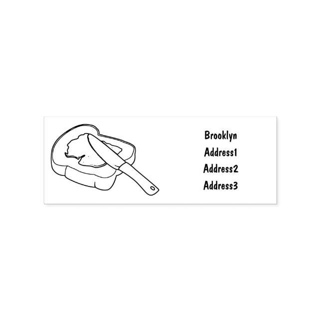 Bread & jam cartoon illustration rubber stamp (Imprint)