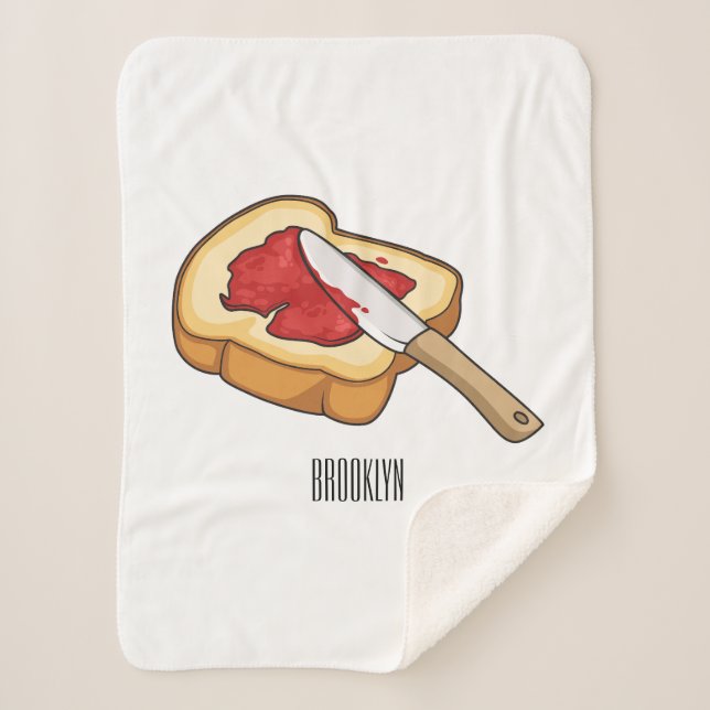 Bread & jam cartoon illustration sherpa blanket (Front)