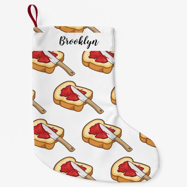 Bread & jam cartoon illustration small christmas stocking (Front)