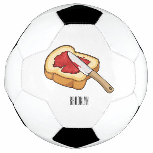 Bread & jam cartoon illustration soccer ball