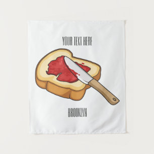 Bread & jam cartoon illustration tapestry
