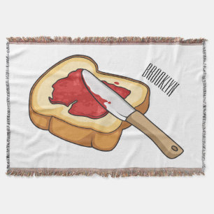 Bread & jam cartoon illustration throw blanket